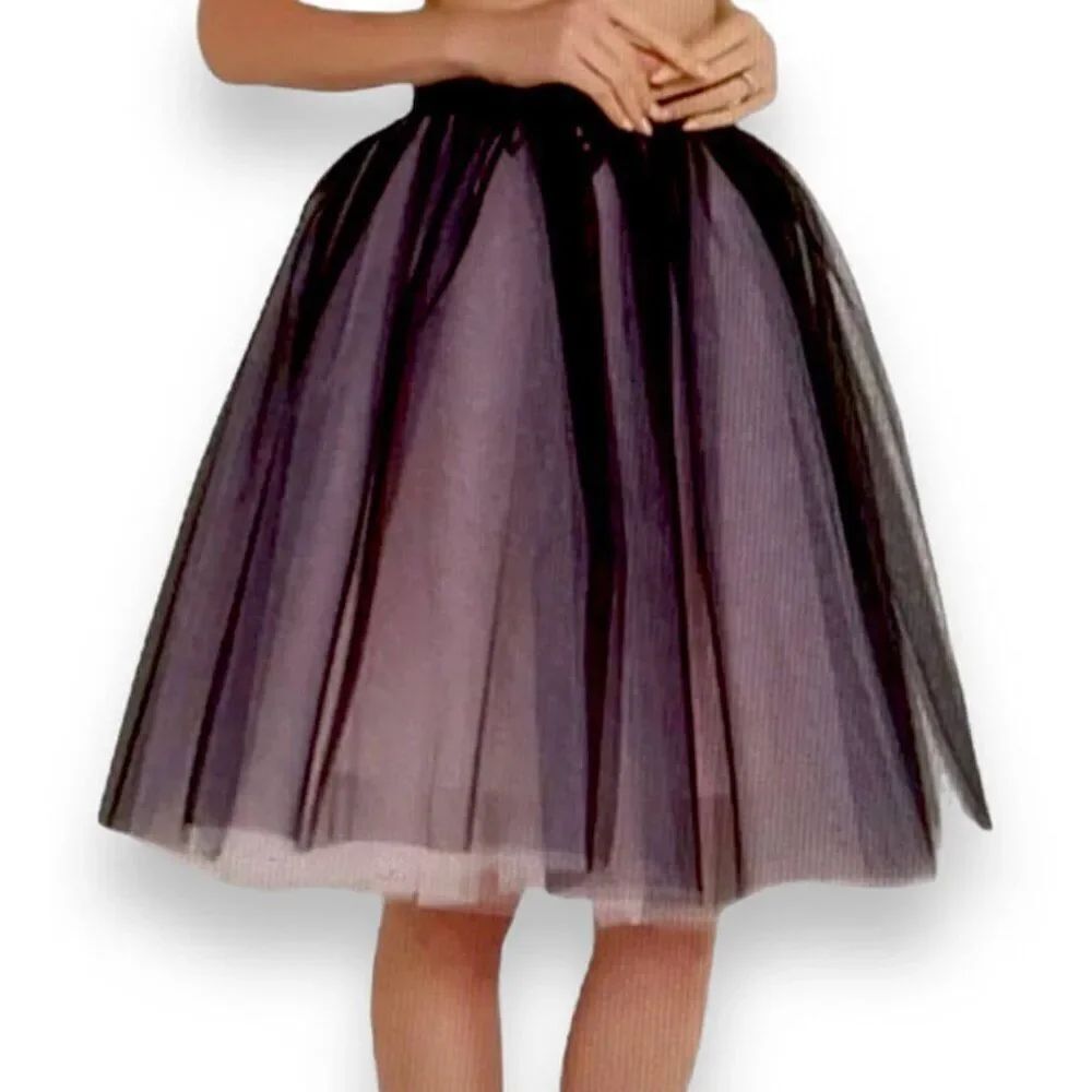 Black Purple Multi Layered Tulle Knee Length Skirt Goth Punk NWT